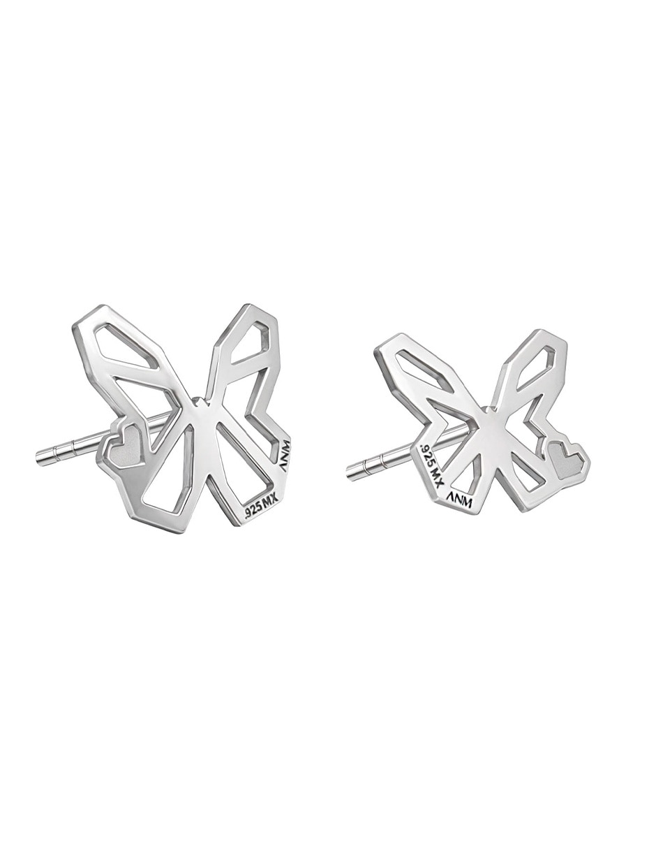 Broqueles de mariposa Origami de plata P 925 con acabado plateado 2