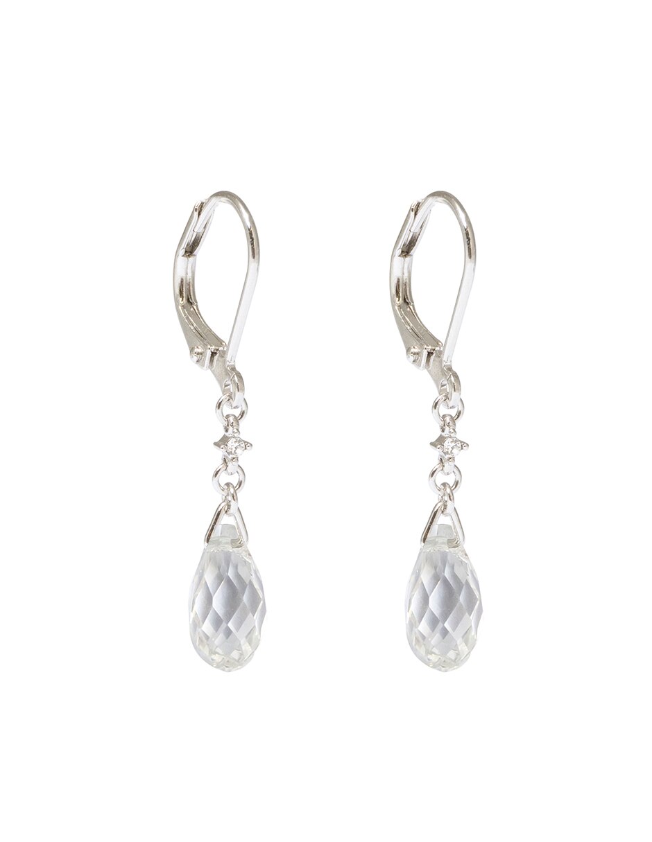 Aretes de gota con acabado brillante cristal 2