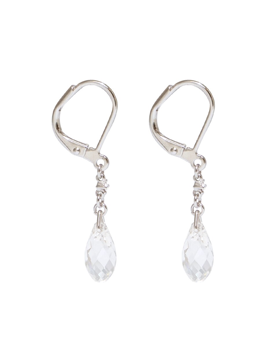 Aretes de gota con acabado brillante cristal 3