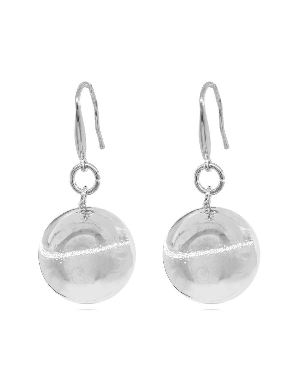 Aretes de esfera con acabado baño de rodio