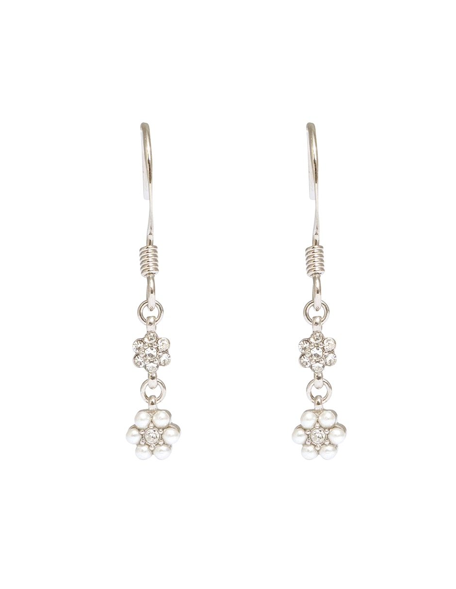 Aretes de flor con acabado brillante perla 1