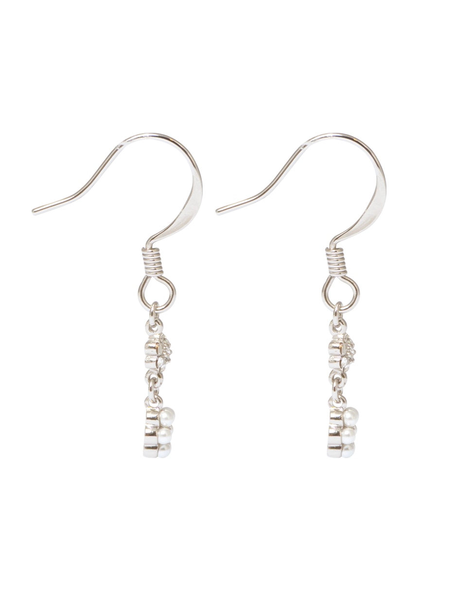 Aretes de flor con acabado brillante perla 3