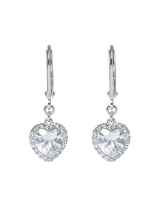 Aretes de corazón con acabado pavé cristal