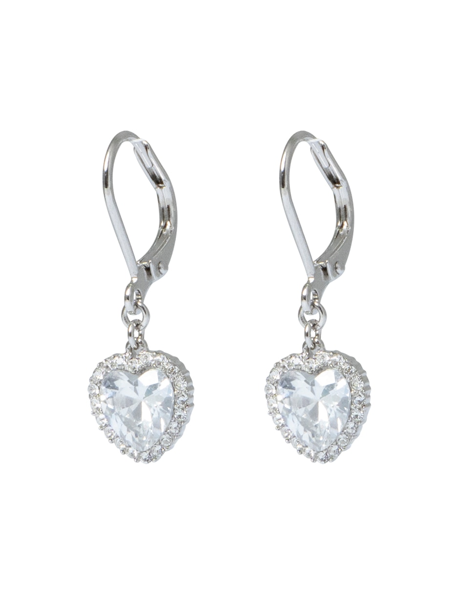 Aretes de corazón con acabado pavé cristal 2