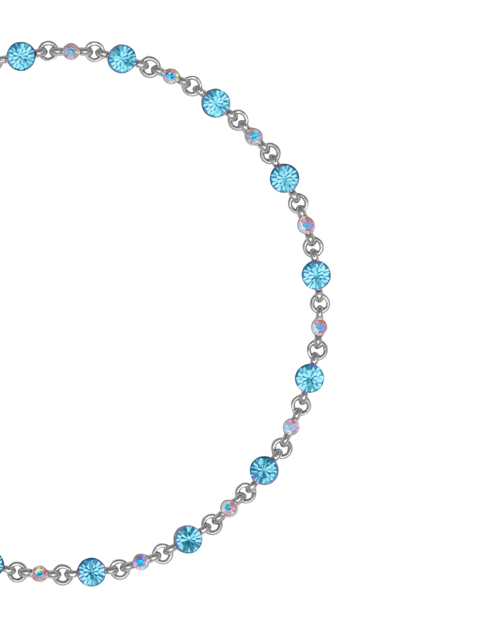 Pulsera con cristal chispitas aqua con acabado baño rodio 2