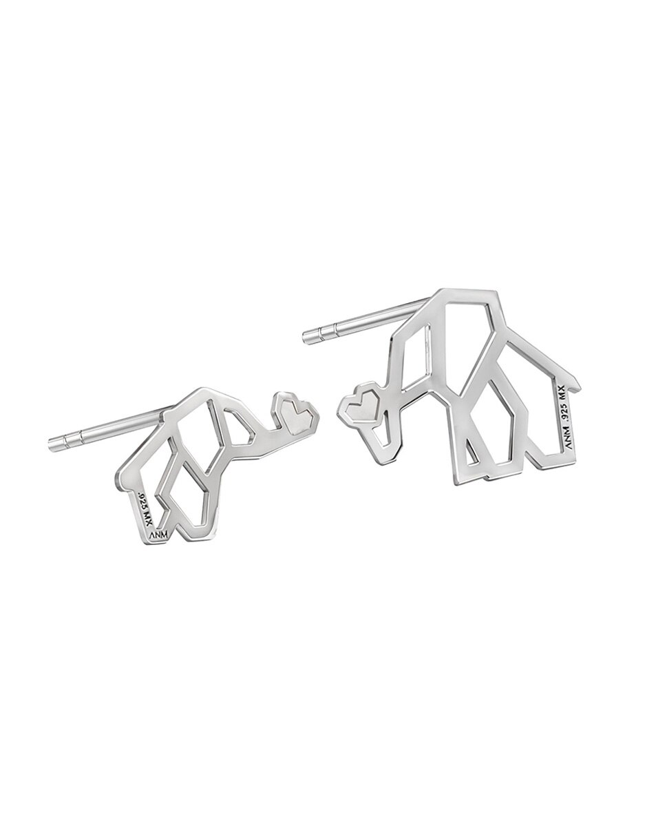 Broqueles Origami de plata P 925 con acabado plateado 2