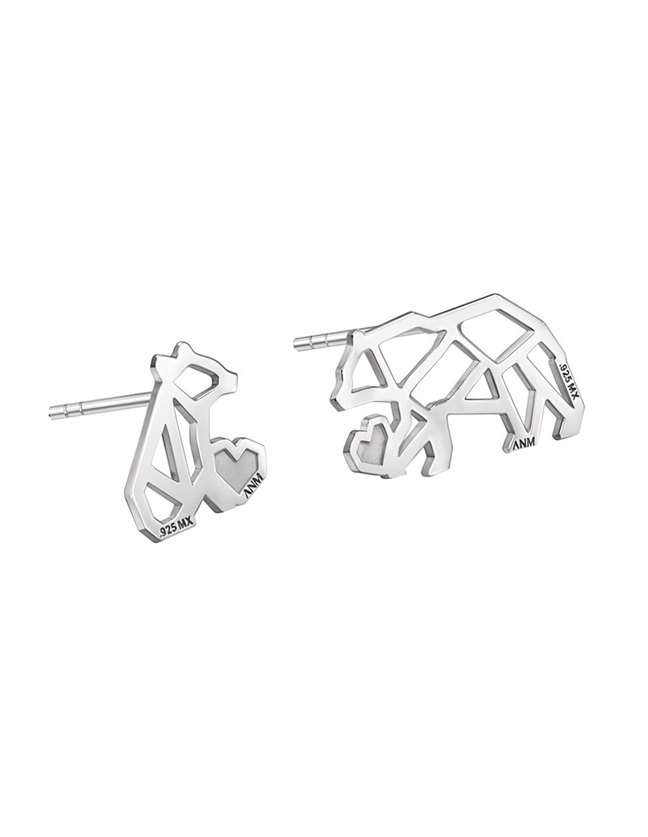 Broqueles de oso de plata P 925 con acabado plateado 2