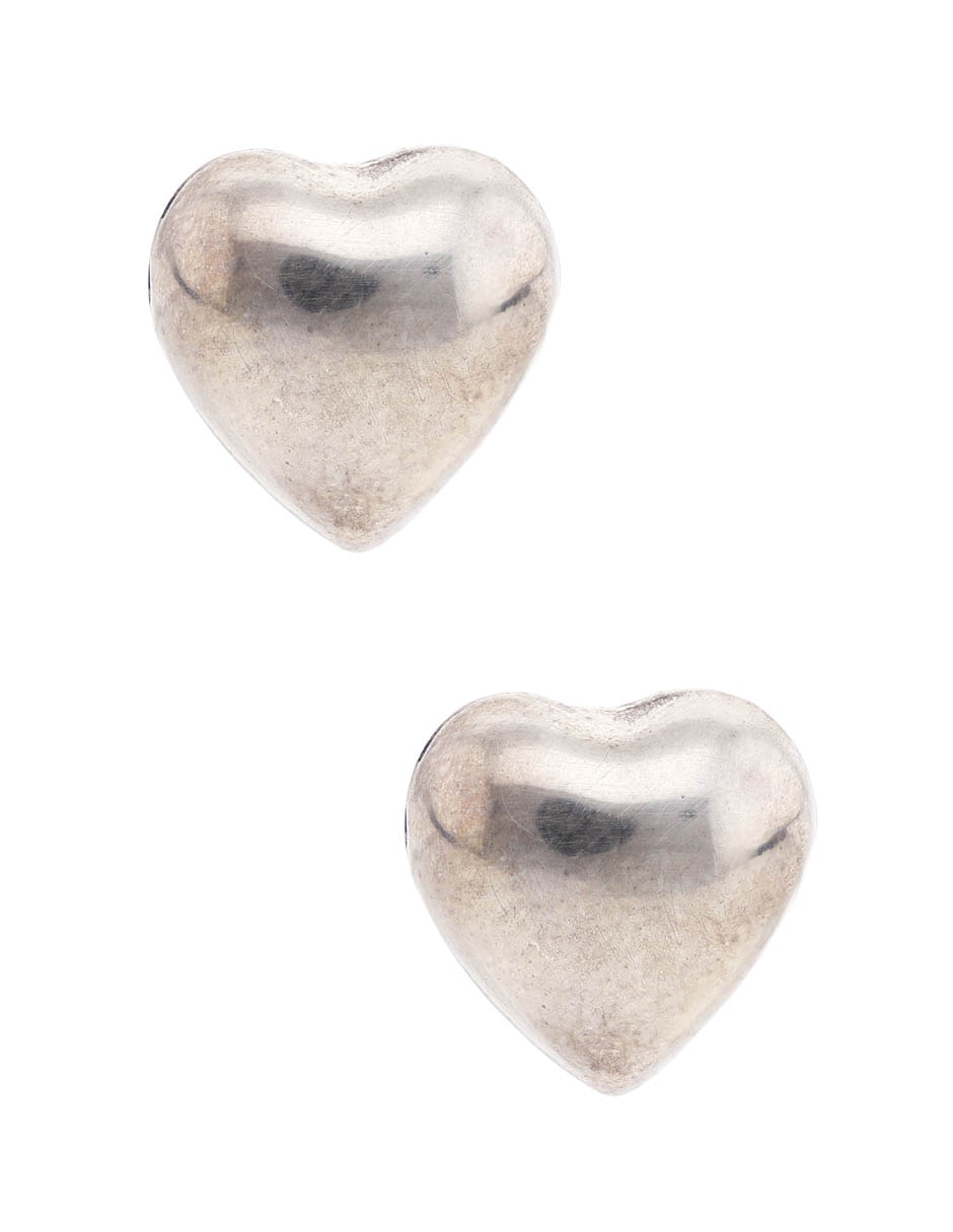 Aretes de corazón de plata P 925 con acabado brillante
