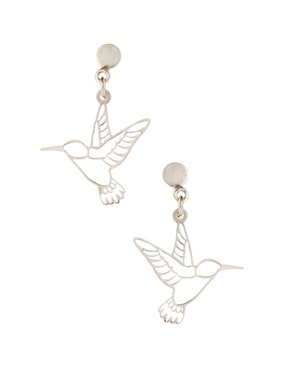 Aretes de colibrí de plata P 925 con acabado brillante