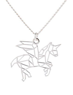 Collar con dije de unicornio de plata P 925 Collar con dije de unicornio de plata P 925