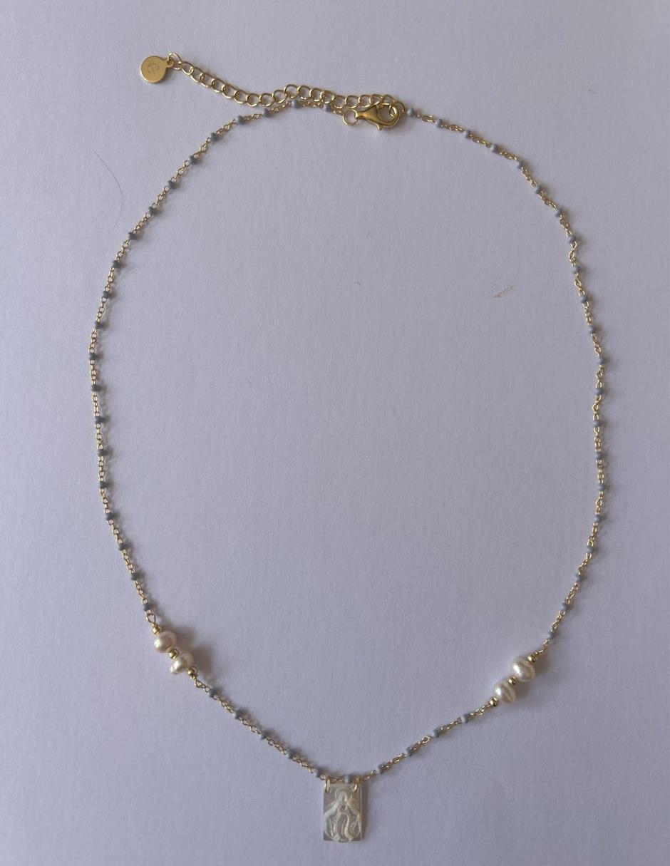 Collar rectangular de plata P 925 con acabado baño de oro 2