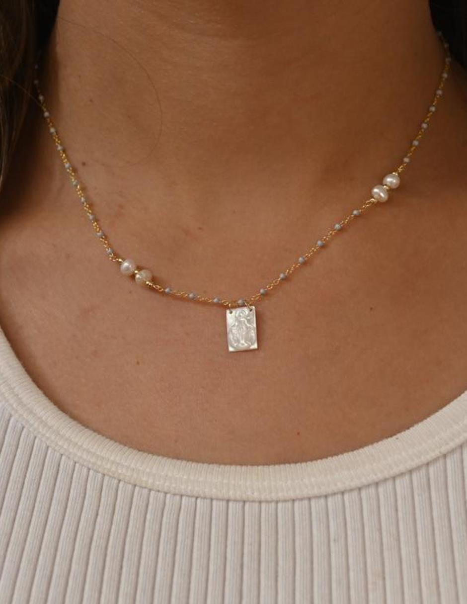Collar rectangular de plata P 925 con acabado baño de oro 3