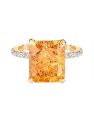 Anillo rectangular P 925 de plata zirconia brillante