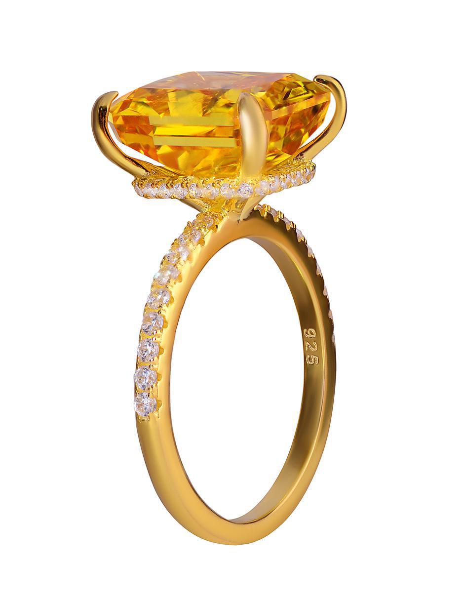 Anillo rectangular P 925 de plata zirconia brillante 5