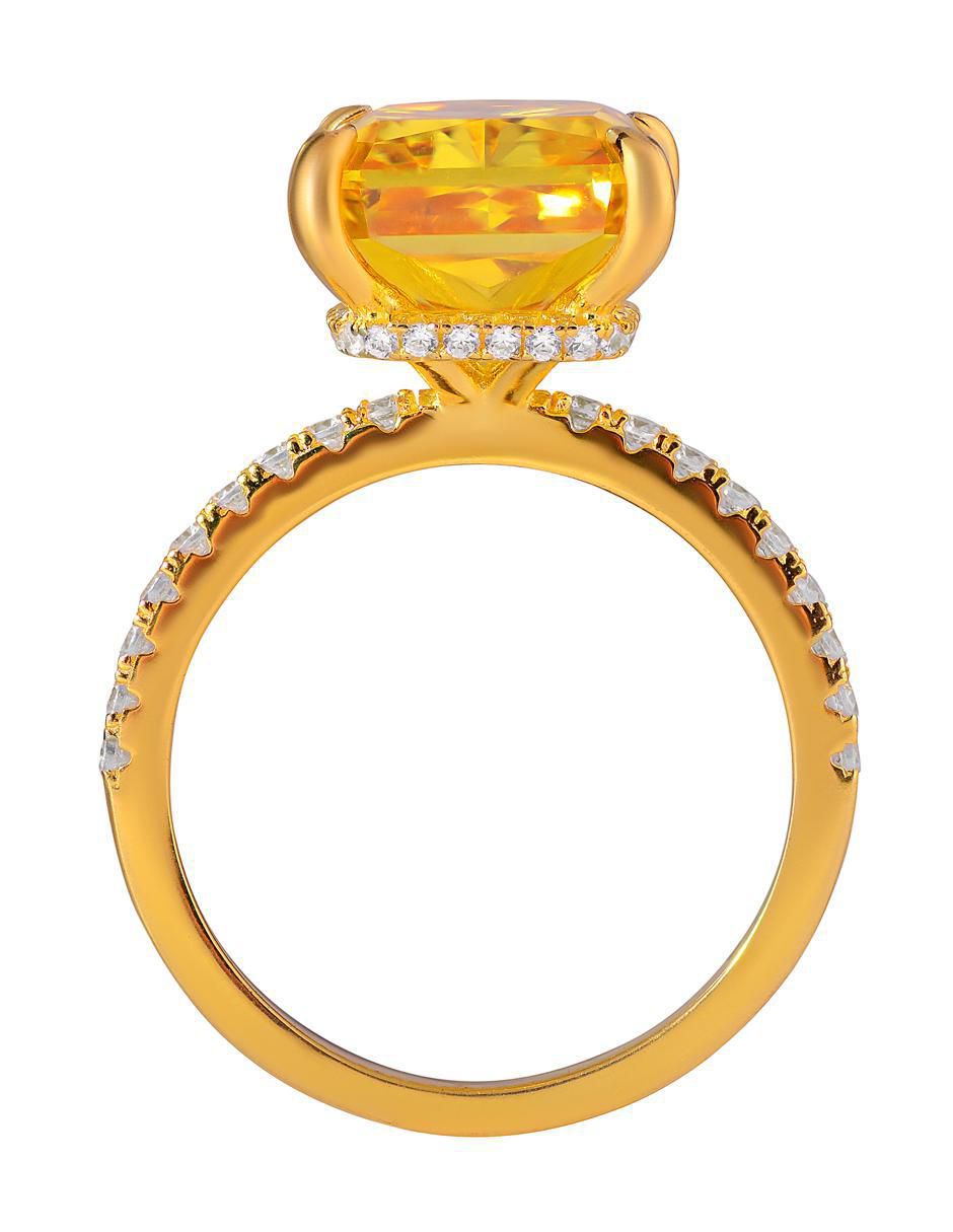Anillo rectangular P 925 de plata zirconia brillante