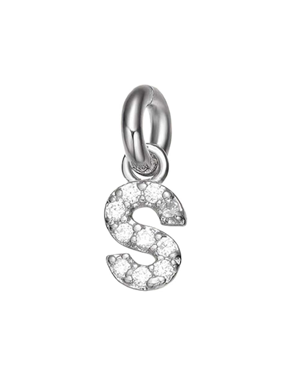 Charm de letra S Classic Girl Power de plata P 925 circonita