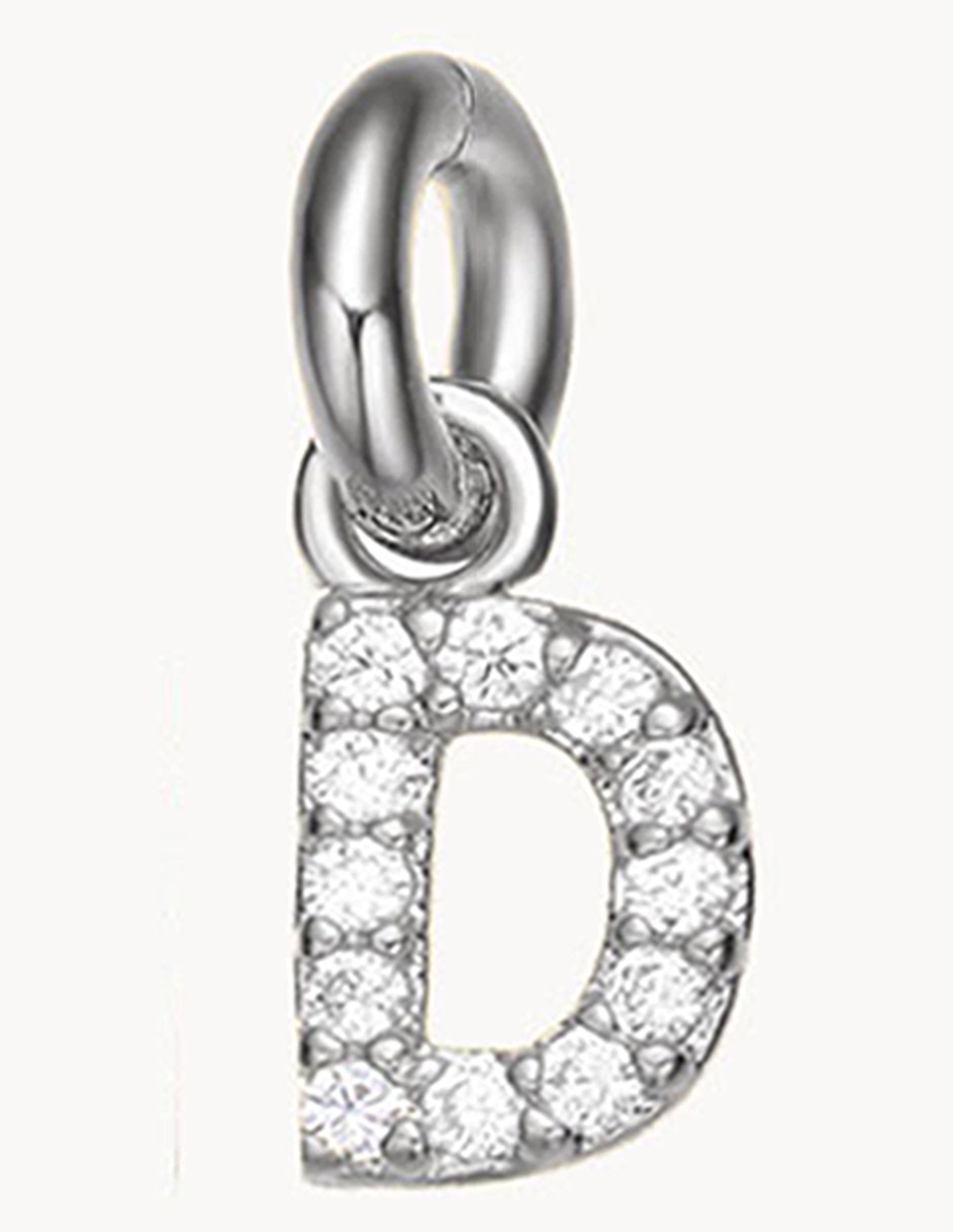 Charm de letra D de plata P 925 circonita