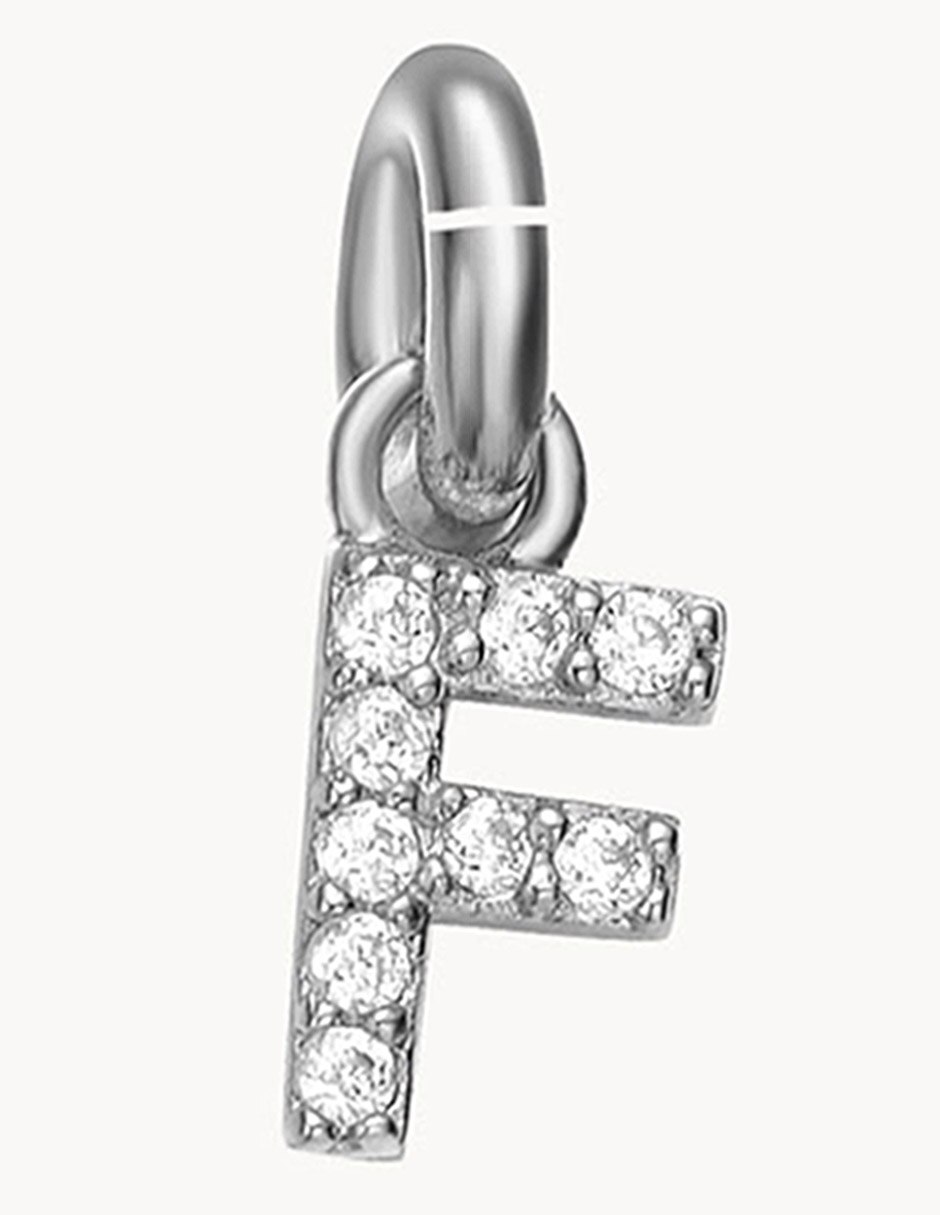Charm de letra F Classic de plata P925 circonita 1