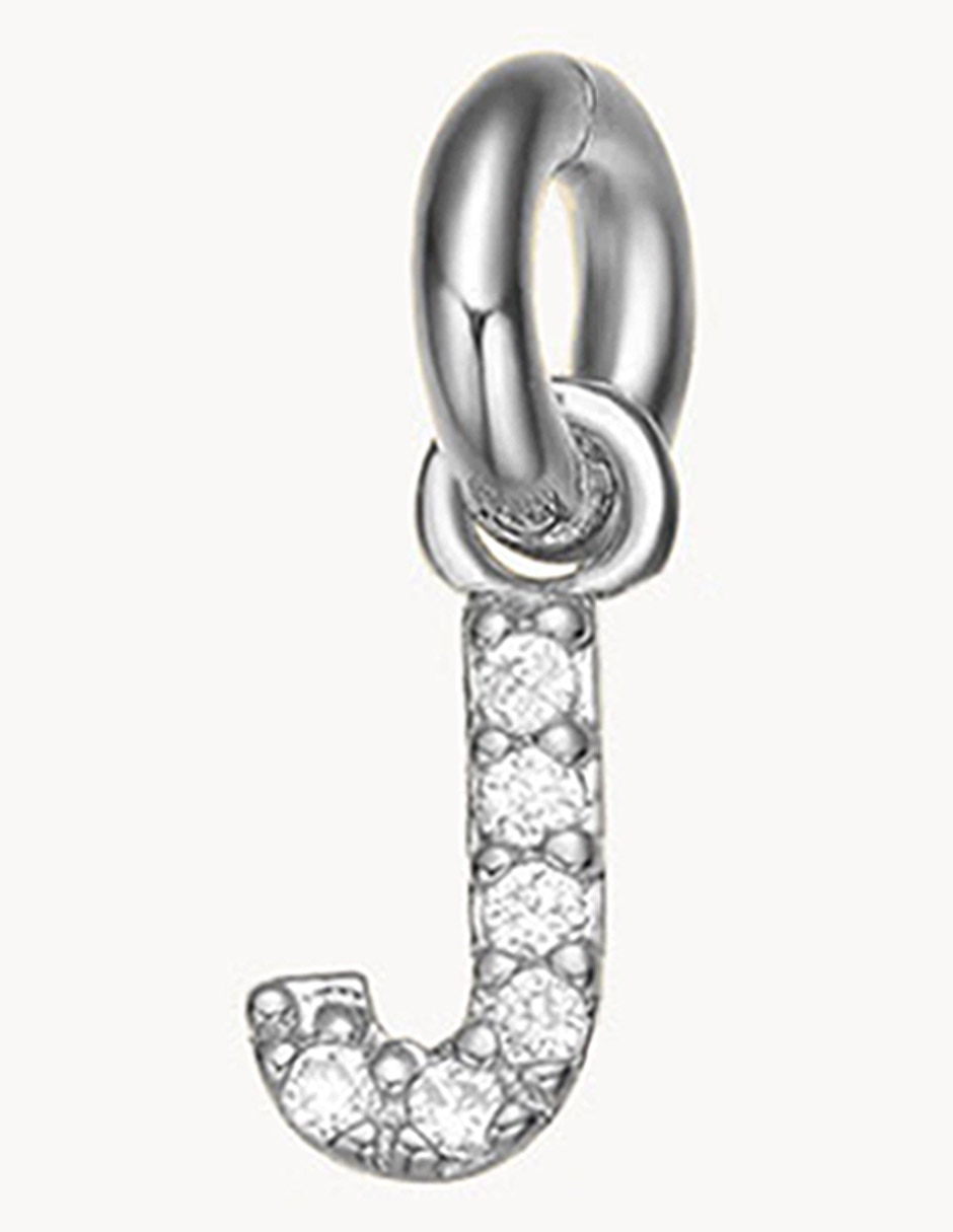 Charm de letra J Classic de plata P 925 circonita