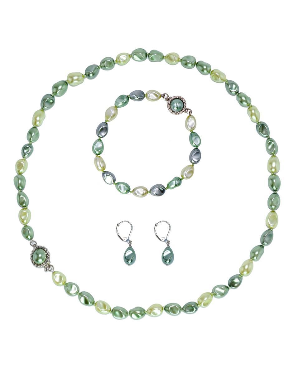 Aretes, collar y pulsera Perlas de Mallorca perla Aretes, collar y pulsera Perlas de Mallorca perla