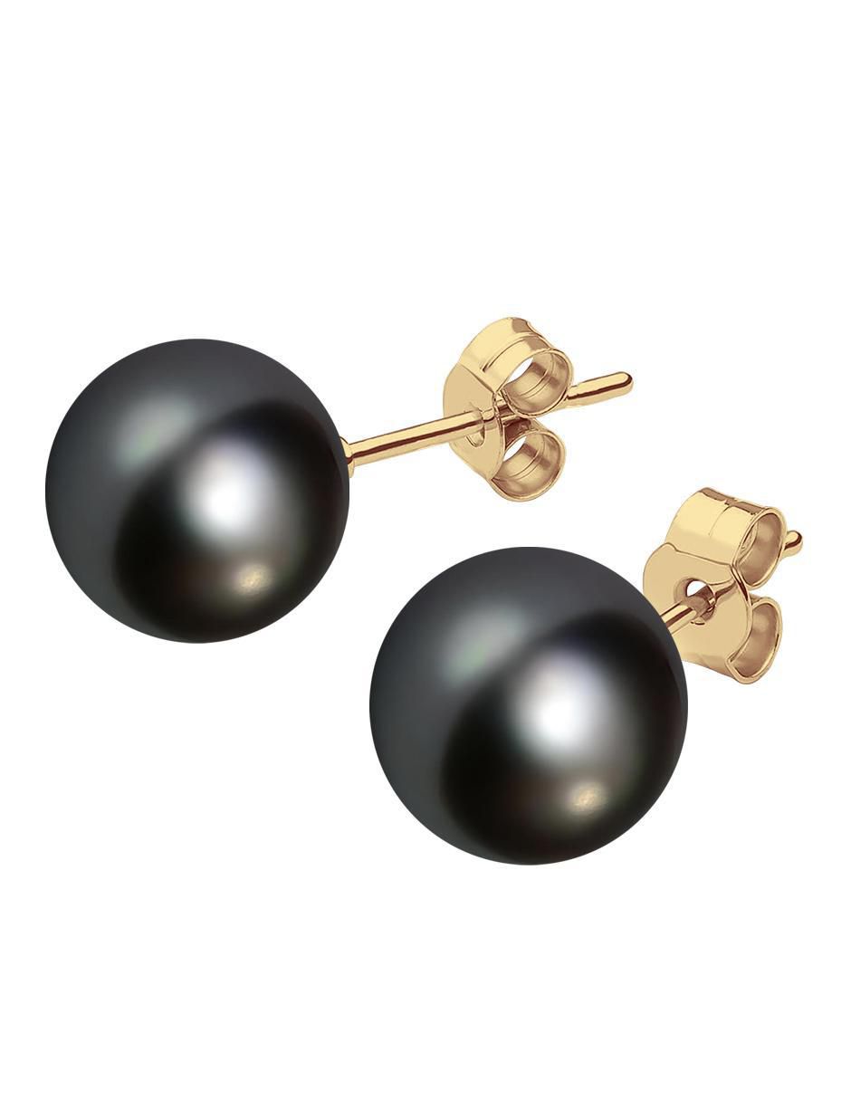 Broqueles redondos 18 K con acabado chapa de oro perla de cristal 1