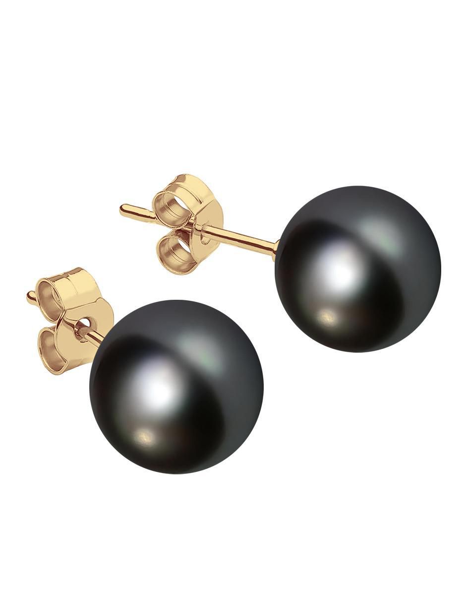 Broqueles redondos 18 K con acabado chapa de oro perla de cristal 3