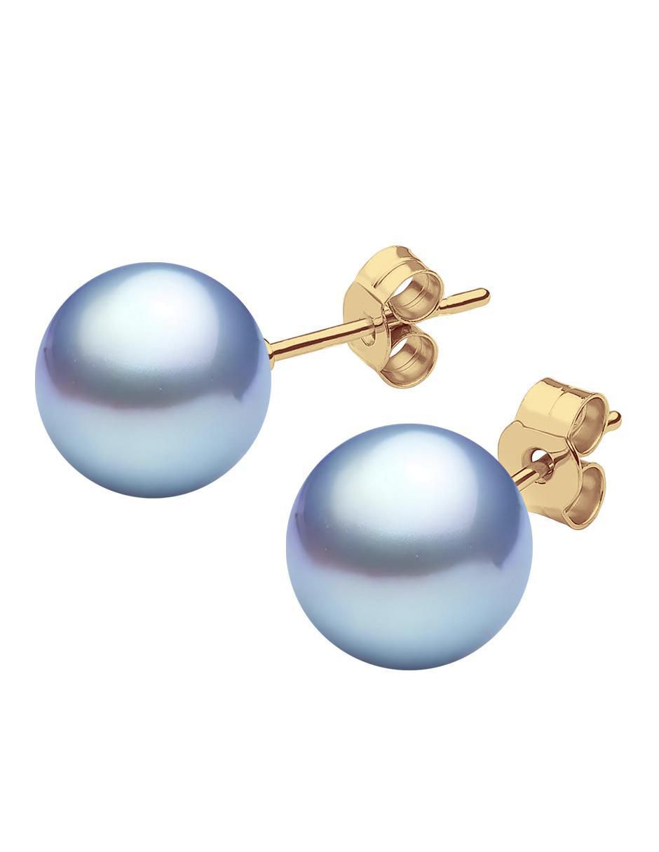 Broqueles redondos 18 K con acabado chapa de oro perla de cristal Broqueles redondos 18 K con acabado chapa de oro perla de cristal
