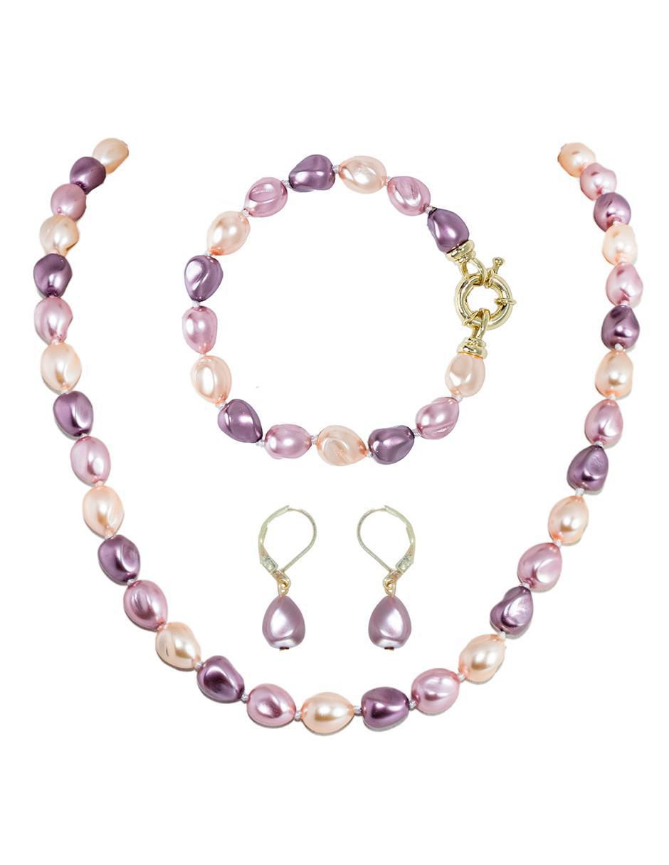 Aretes, collar y pulsera Perlas de Mallorca perla