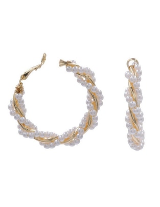 Aretes de aro con acabado brillante perla