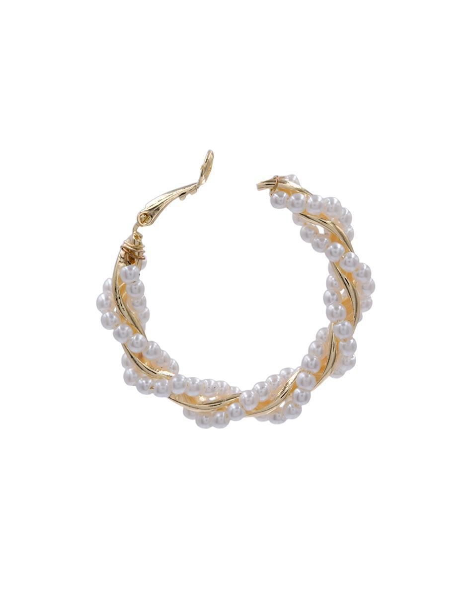 Aretes de aro con acabado brillante perla 4