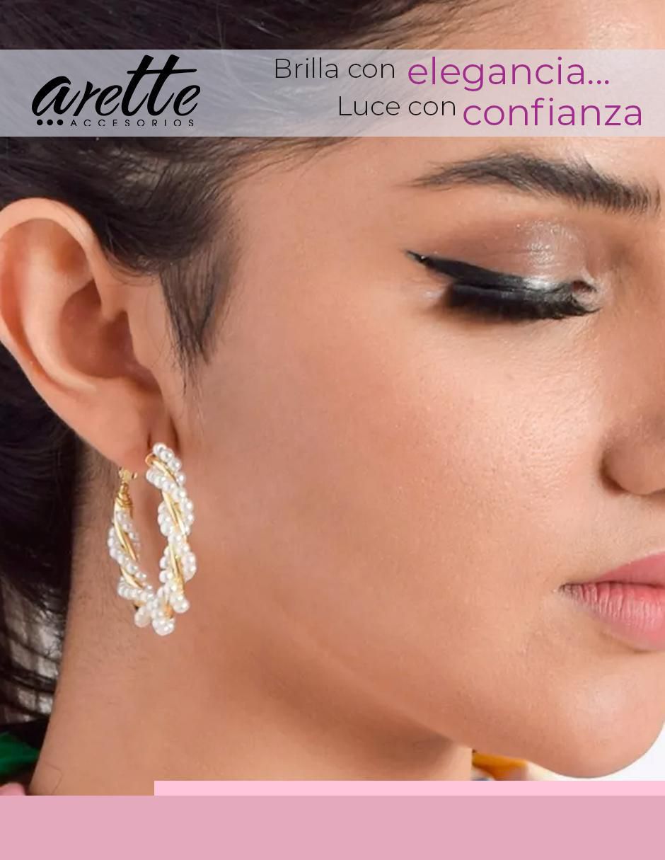 Aretes de aro con acabado brillante perla 6