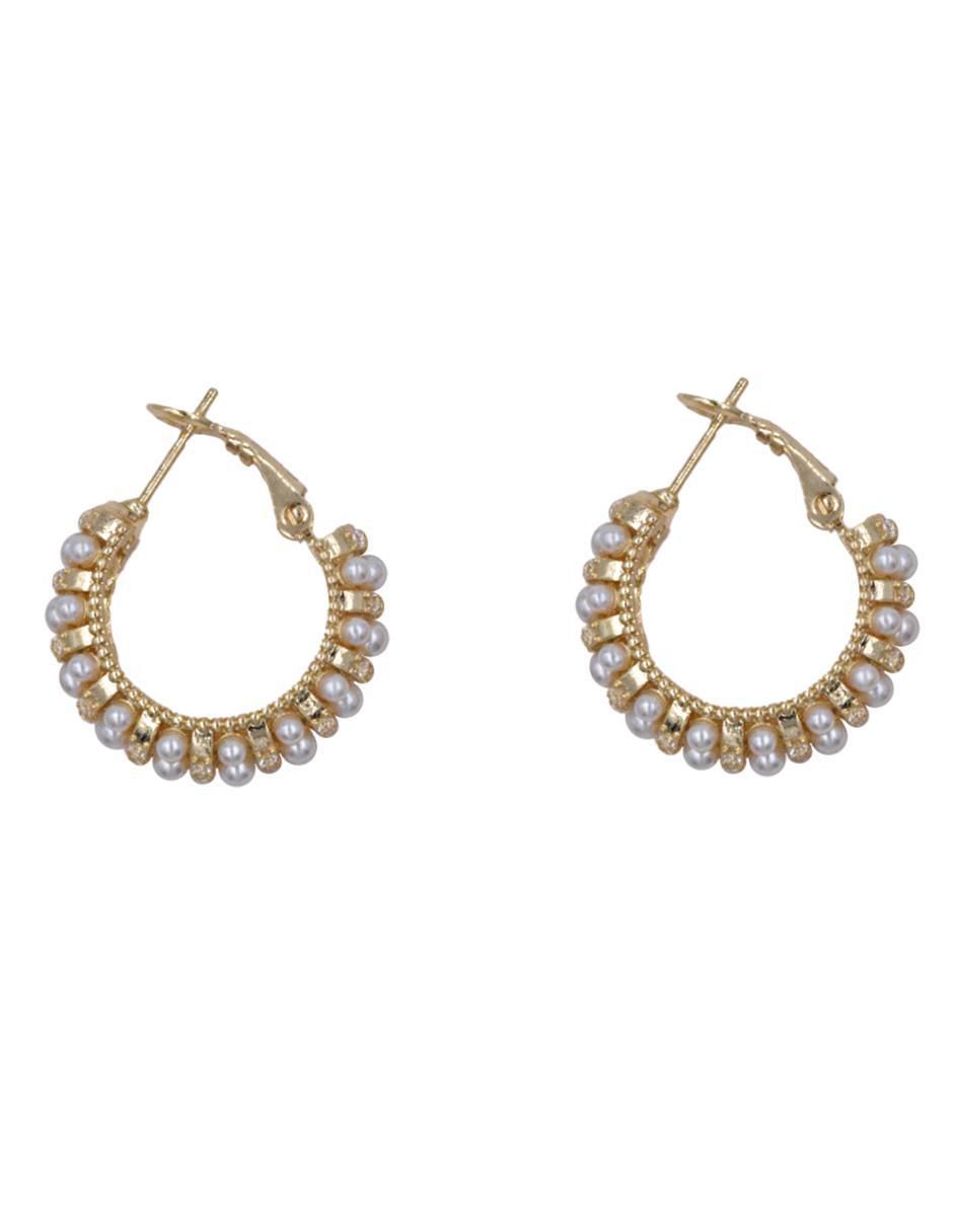 Aretes de aro con acabado brillante perla 4
