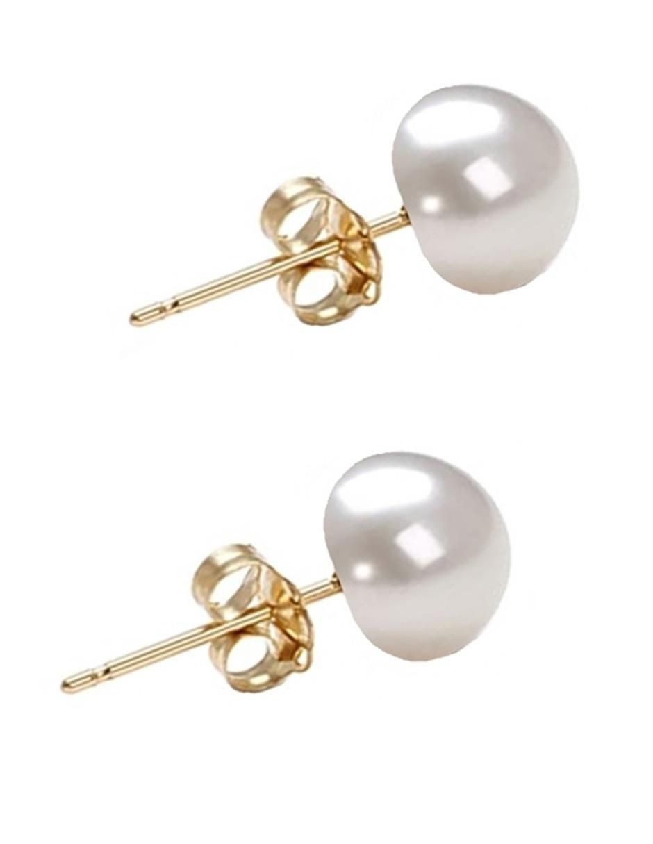 Aretes y collar de esfera de oro 14 K perla