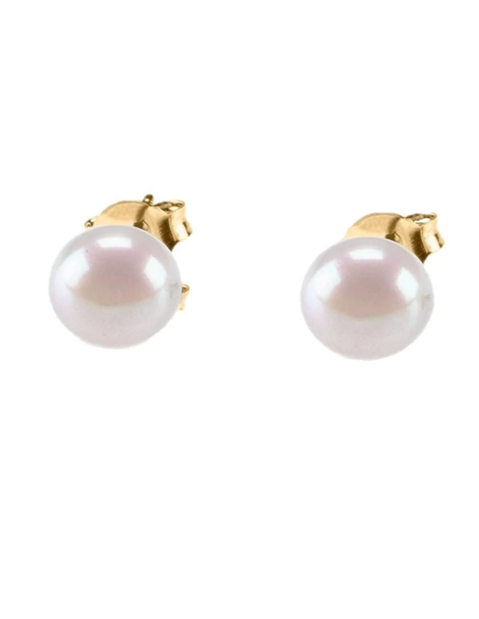 Aretes y collar de esfera de oro 14 K perla