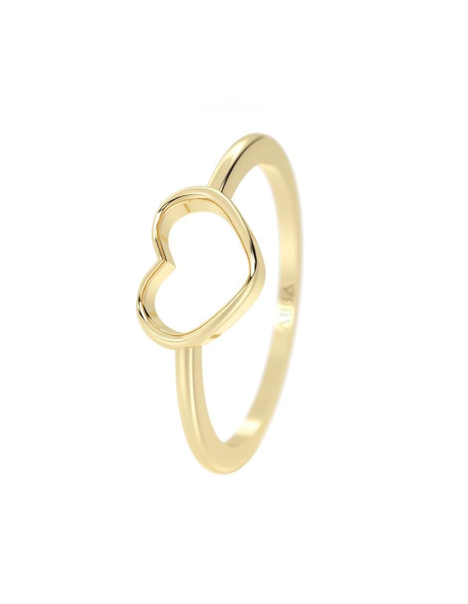 Anillo de corazón 10 k de oro brillante 5