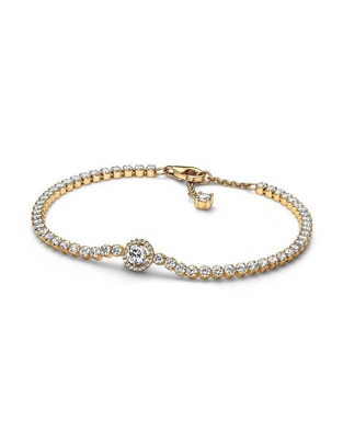 Brazalete de plata P 925 con zirconia cúbica Eterna acabado baño de oro Brazalete de plata P 925 con zirconia cúbica Eterna acabado baño de oro