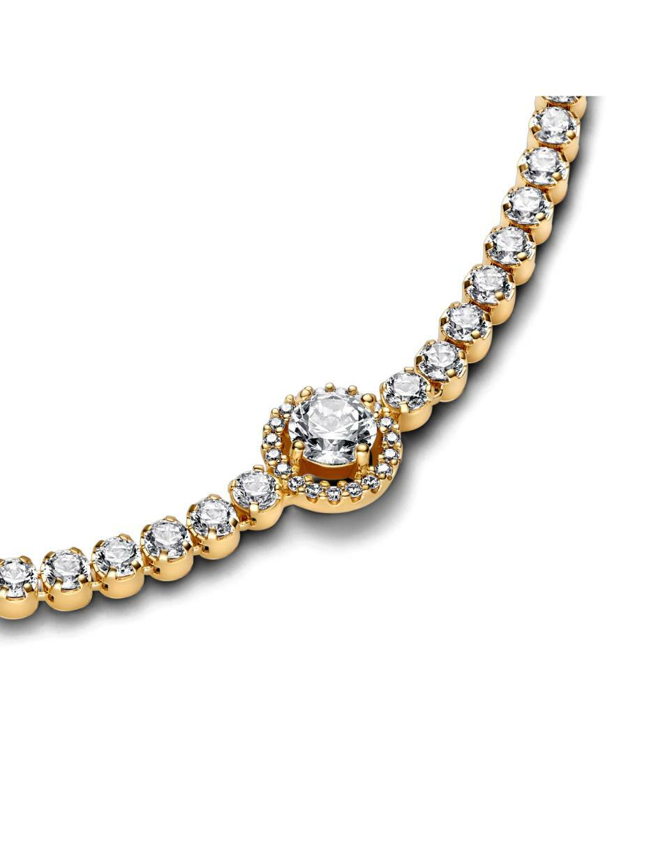 Brazalete de plata P 925 con zirconia cúbica Eterna acabado baño de oro 2