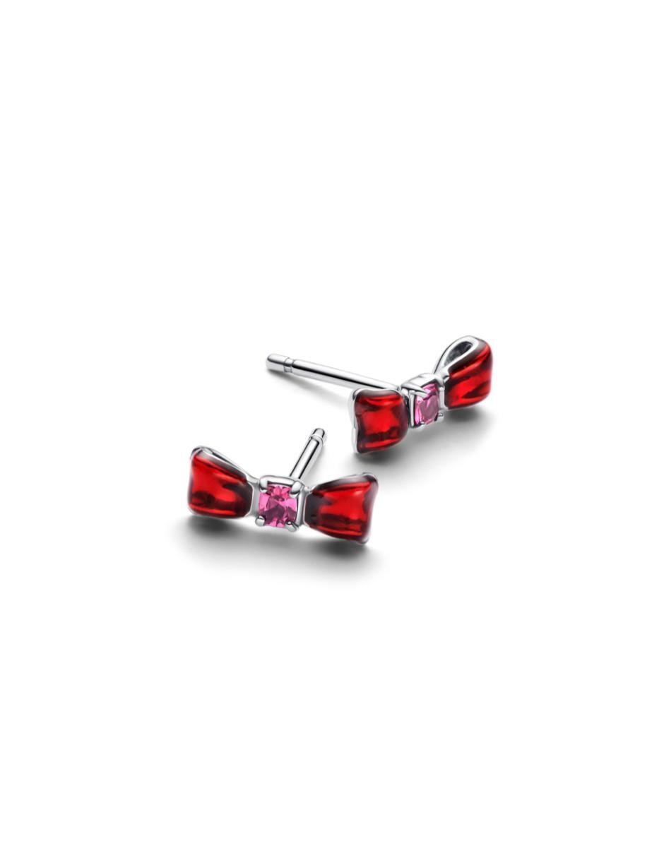 Aretes de moño Blancanieves Disney X Pandora de plata P 925 con acabado esmaltado cristal 2