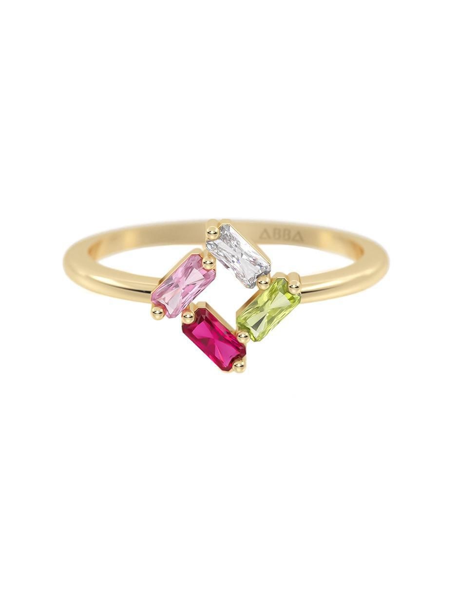 Anillo cuadrado 10 k de oro zirconia brillante Anillo cuadrado 10 k de oro zirconia brillante