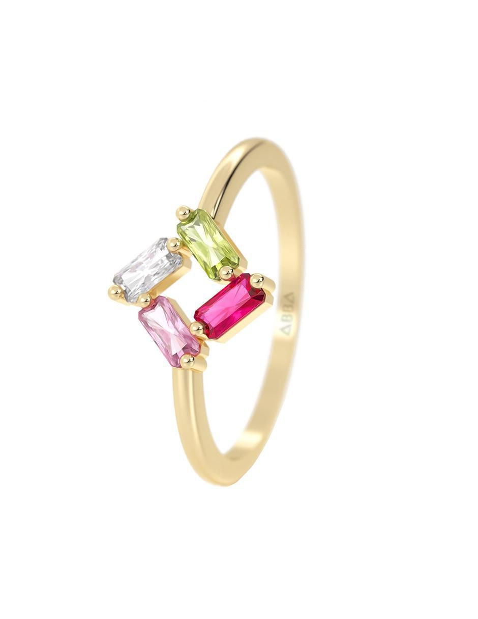 Anillo cuadrado abba joyas de oro zirconia brillante