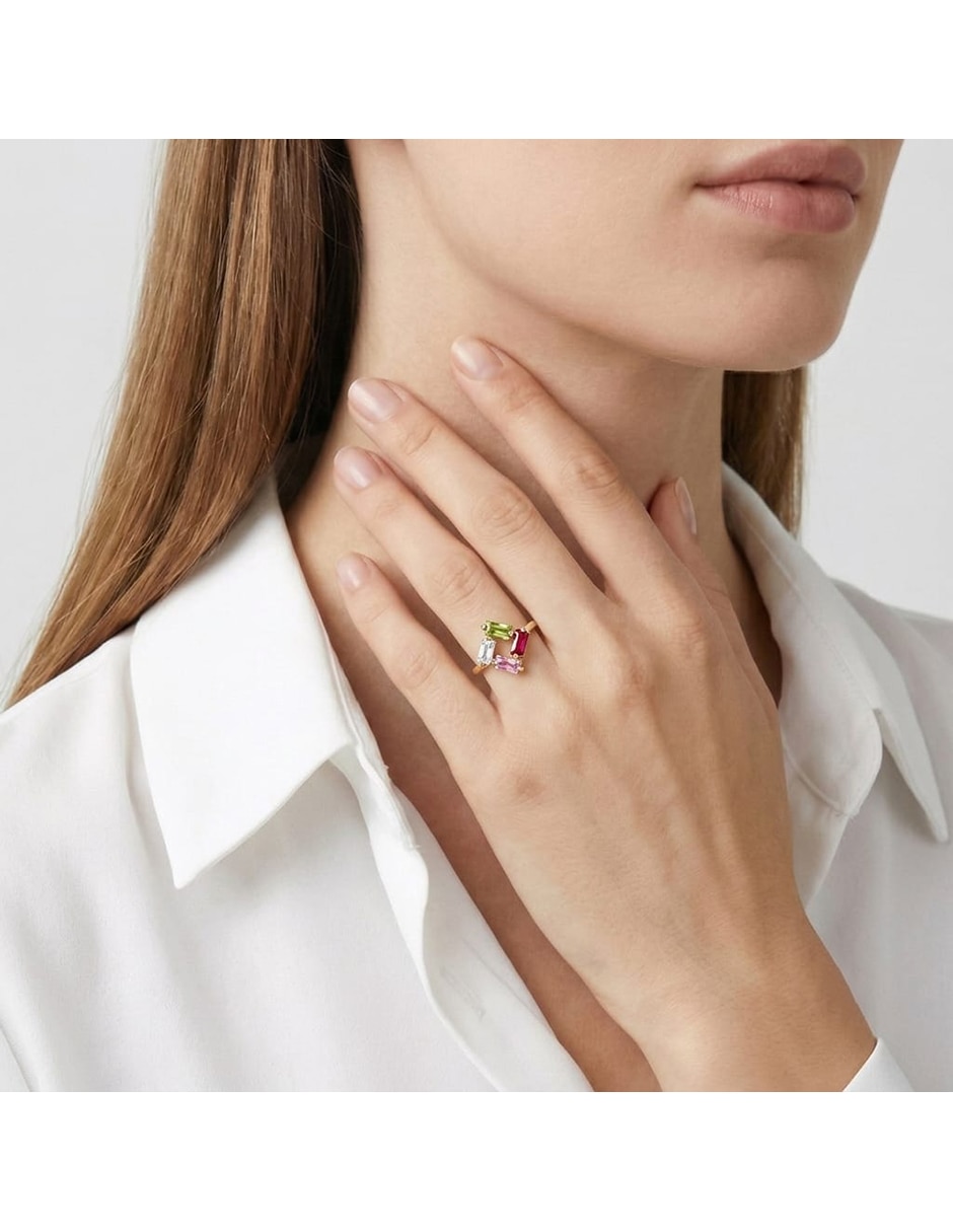 Anillo cuadrado abba joyas de oro zirconia brillante