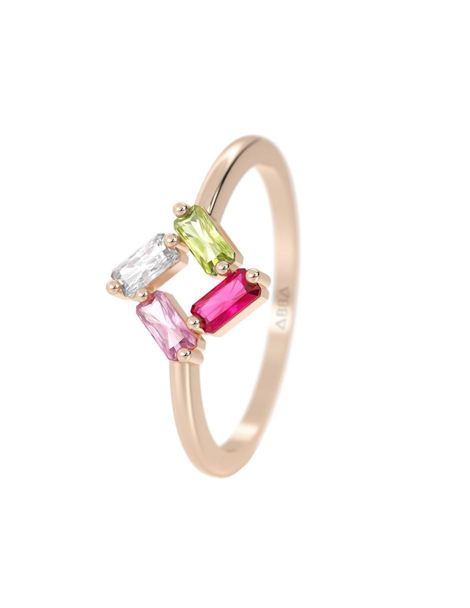 Anillo cuadrado de oro zirconia brillante 2