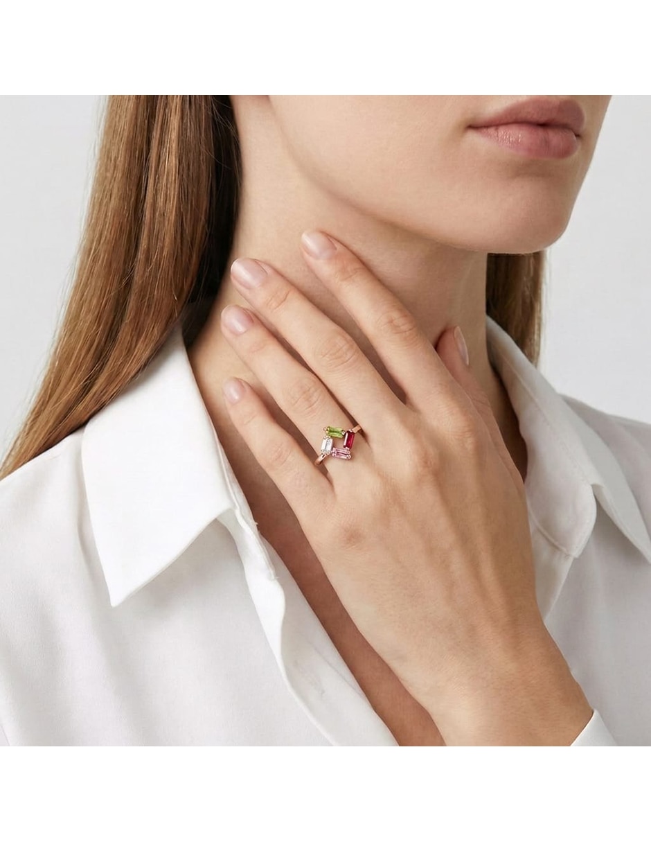 Anillo cuadrado de oro zirconia brillante 6