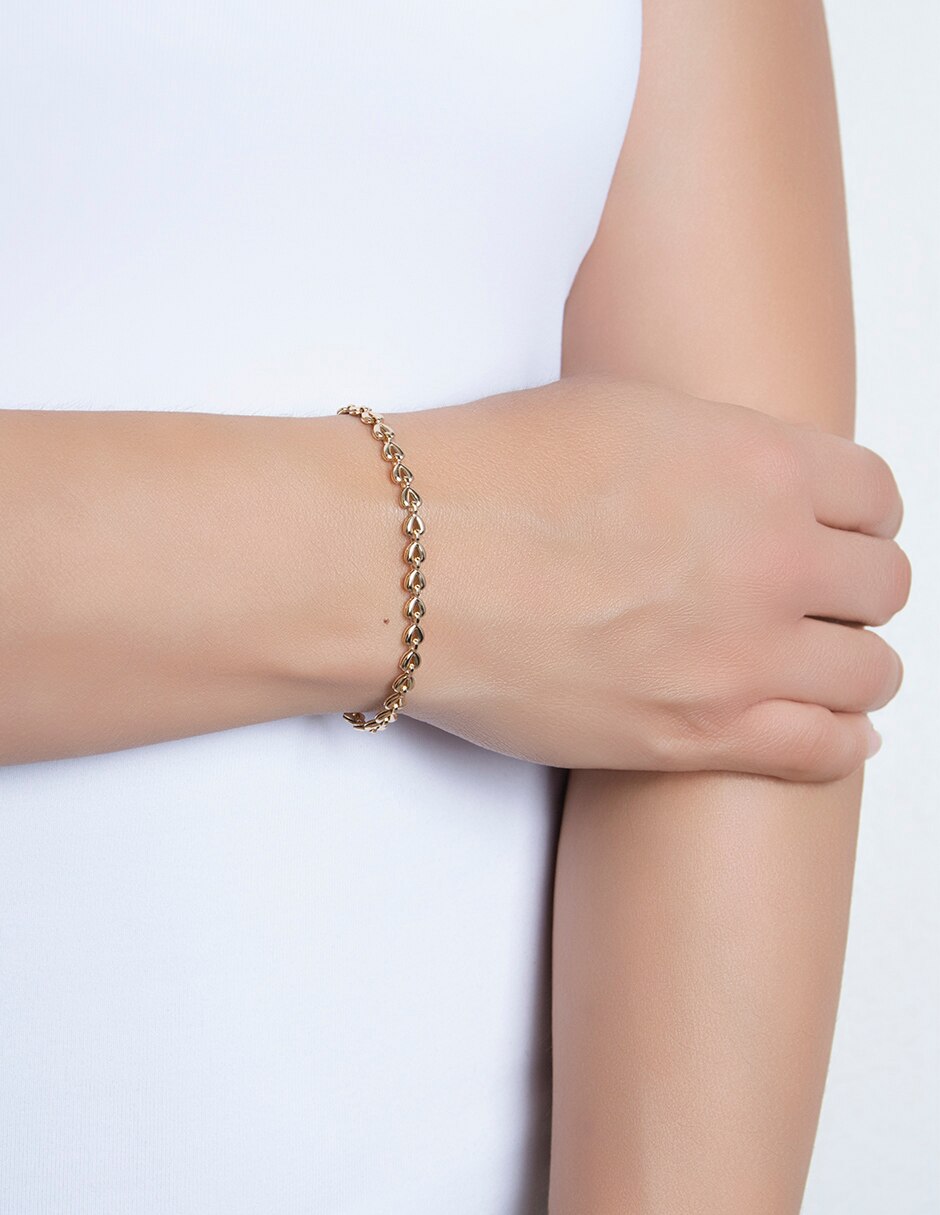 Pulsera Metales Corazón acabado pulido 3
