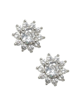 Broqueles de flor con acabado pavé