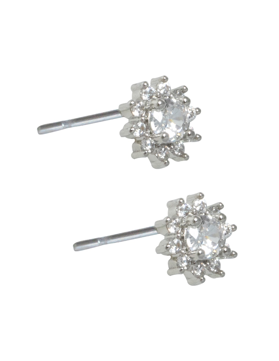 Broqueles de flor con acabado pavé 2