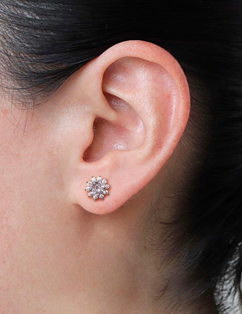 Broqueles de flor con acabado pavé 4