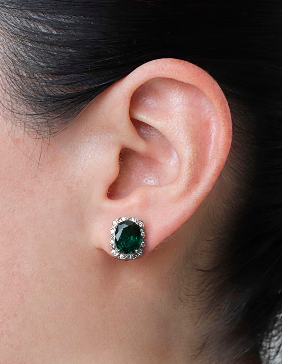 Aretes ovalados Vintage de plata P 925 con acabado brillante 4
