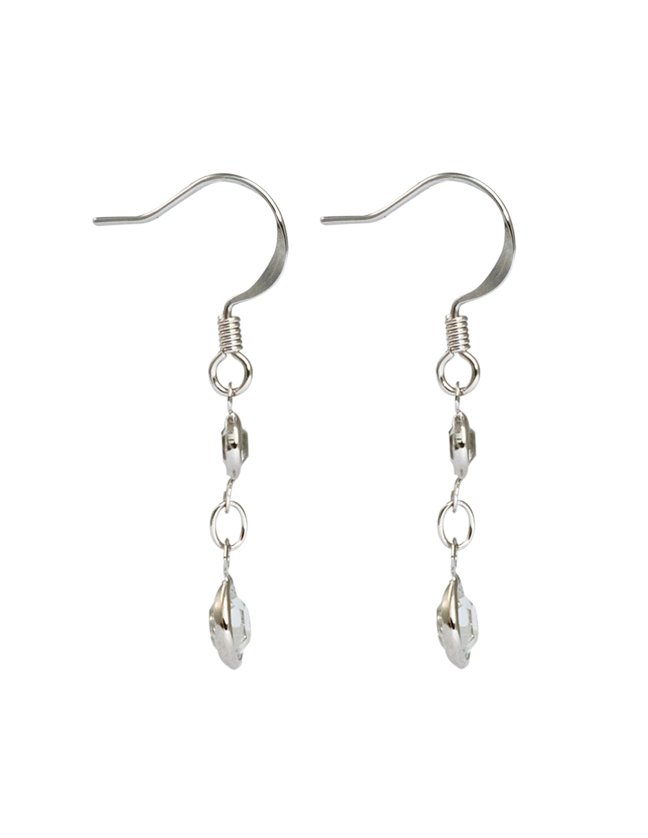 Aretes con acabado baño rodio cristal 3