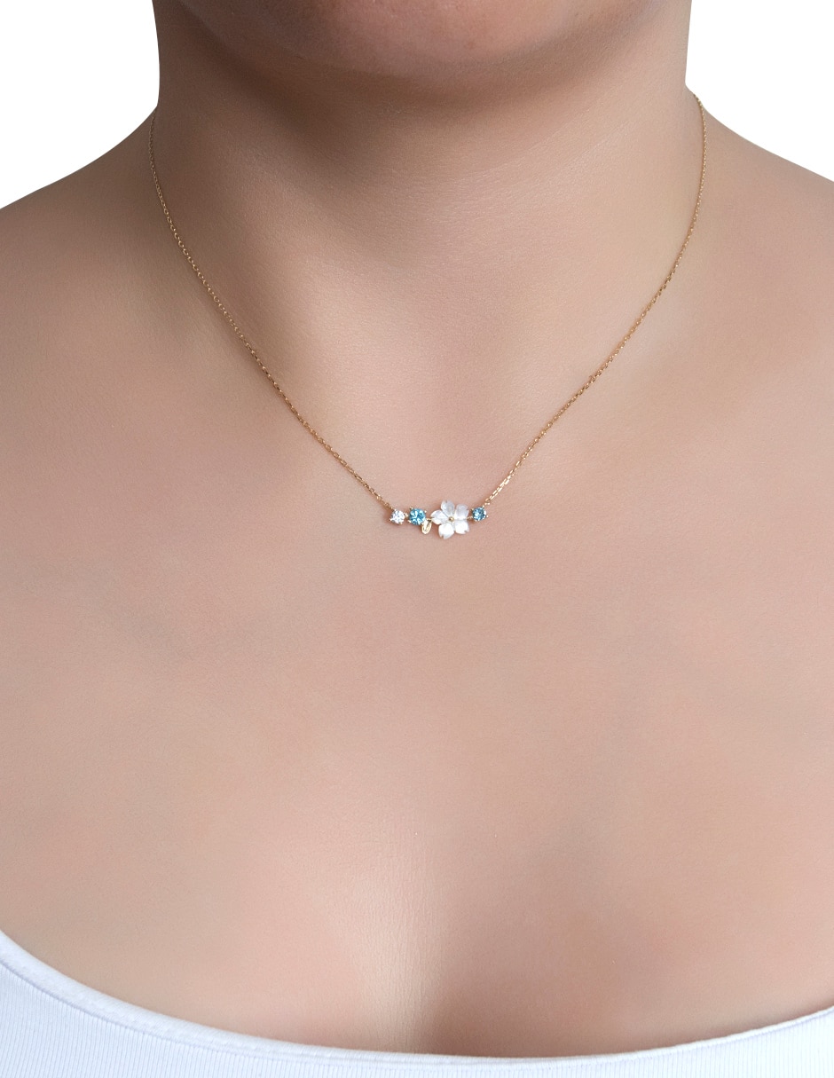 Collar Flor Con Destellos de plata P 925 3